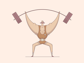 a strong man with a mustache holds a barbell ove
