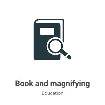Book and magnifying vector icon on white background. Flat vector book and magnifying icon symbol sign from modern education collection for mobile concept and web apps design.