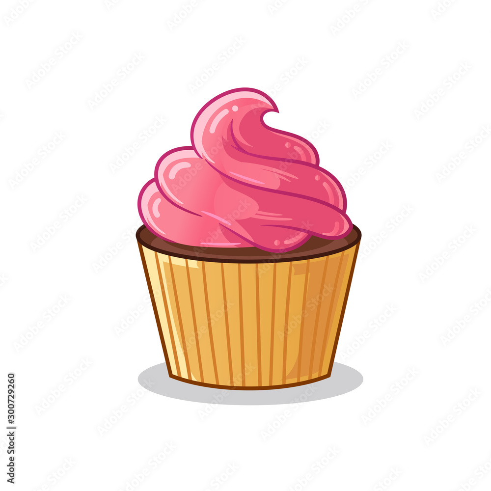 Wall mural cupcake cartoon vector art illustration