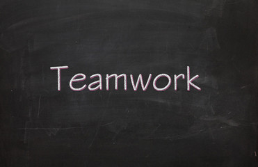 business word on blackboard