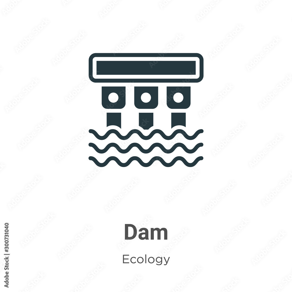 Poster dam vector icon on white background. flat vector dam icon symbol sign from modern ecology collection