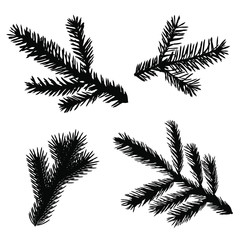 set of branches isolated on white background