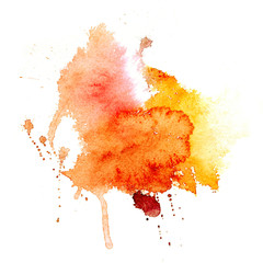 Background of handmade watercolor red and orange stains