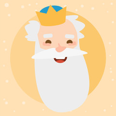 King Melchor. Christmas ornament on yellow background vectorized. magi, wise man