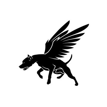 American Pit Bull Terrier dog with wings - isolated vector illustration