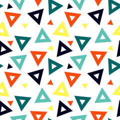 Abstract seamless pattern with graphyc elements - triangles.  Avant-garde collage style. Geometric wallpaper for business brochure,  cover design.