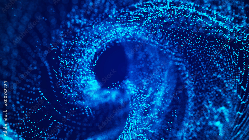 Aufkleber Futuristic particles background. Digital background with connected blue dots. Big data visualization. 3d rendering.