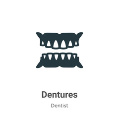 Dentures vector icon on white background. Flat vector dentures icon symbol sign from modern dentist collection for mobile concept and web apps design.