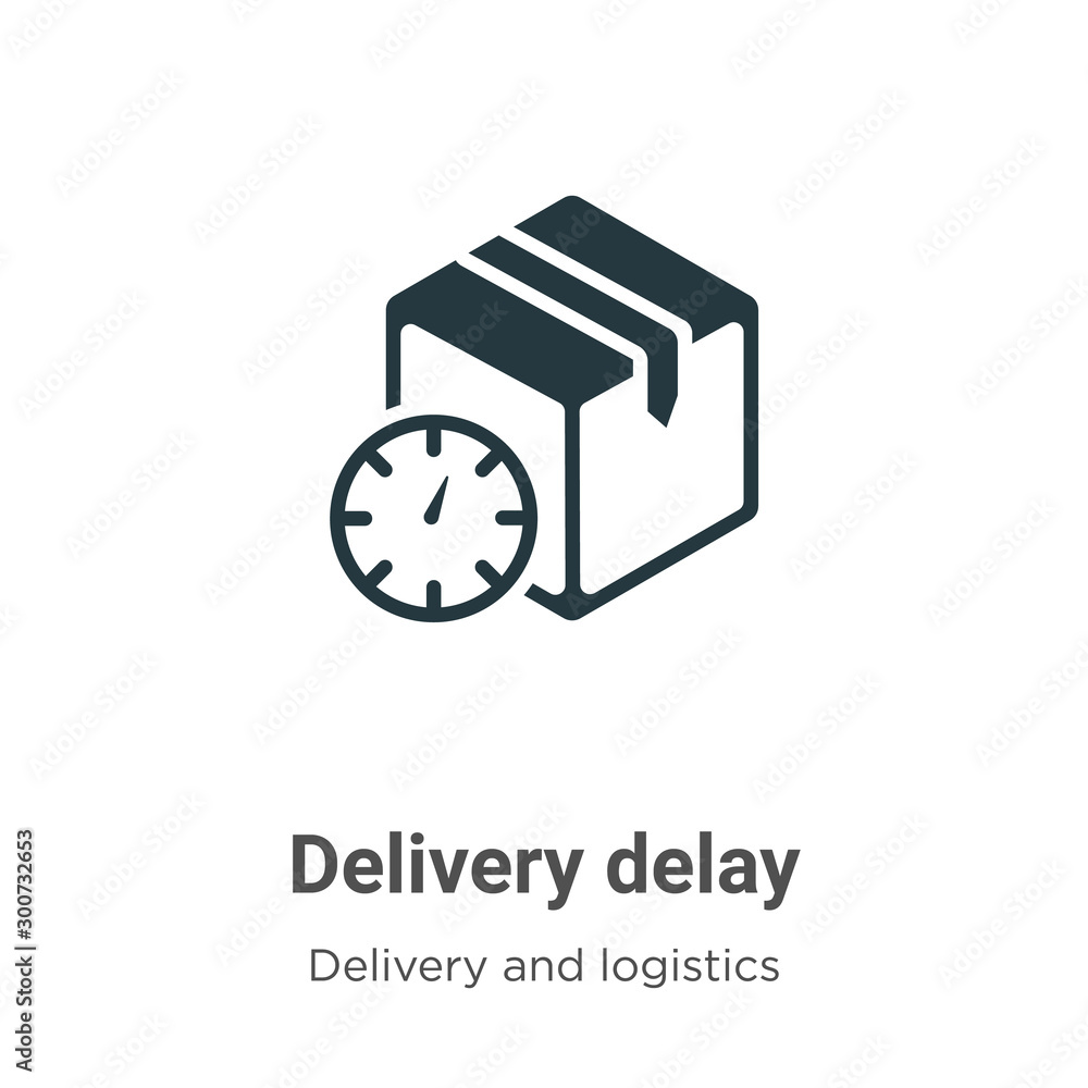 Poster delivery delay vector icon on white background. flat vector delivery delay icon symbol sign from mod