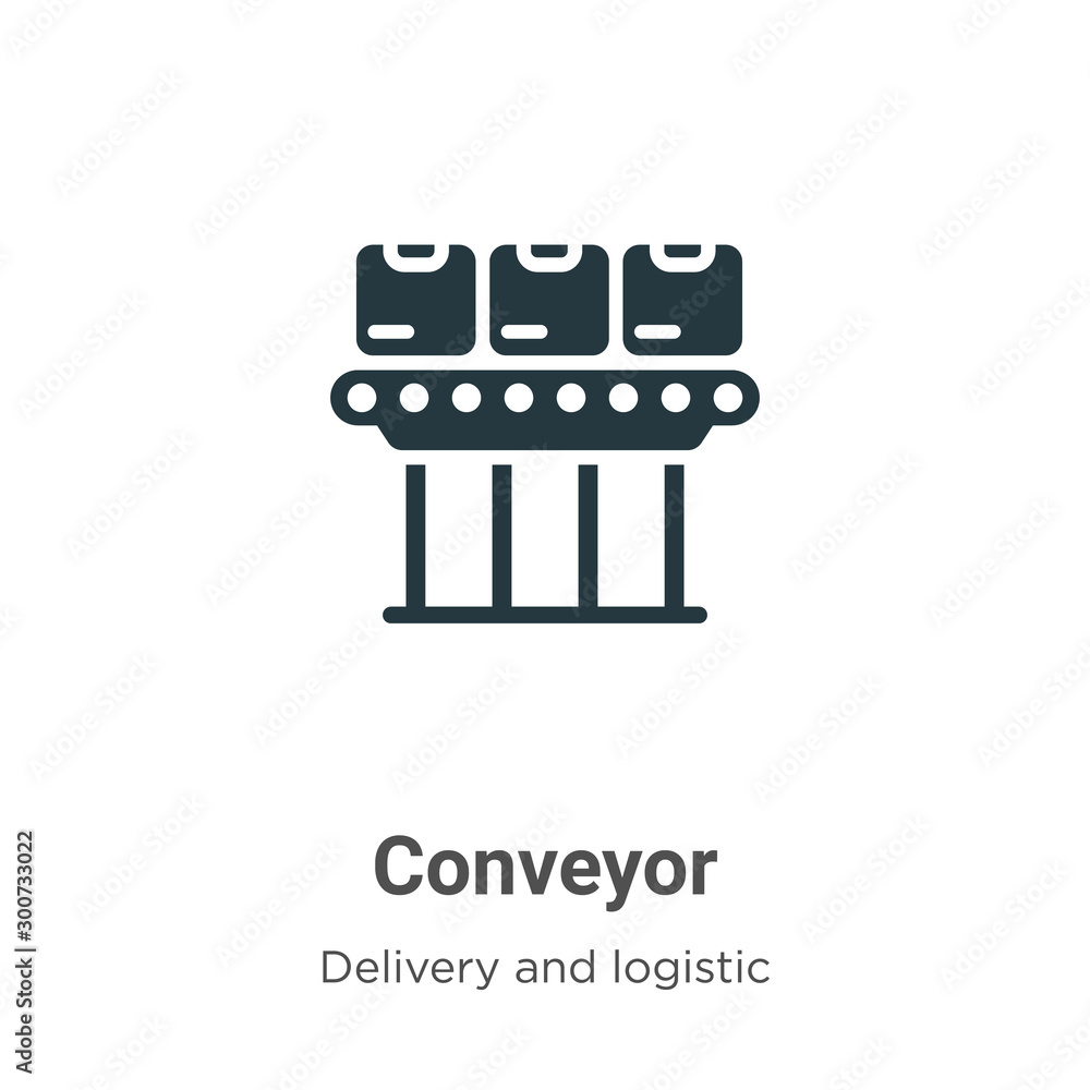 Poster conveyor vector icon on white background. flat vector conveyor icon symbol sign from modern delivery