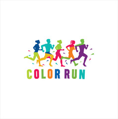 Run Logo Design vector Stock symbol . Running logo sport concept, running marathon Logo Design Template, Color Run Logo Design