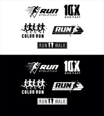 Set Of Run Logo silhouette Design vector Stock symbol .Running logo sport concept  .  running marathon Logo Design Template . 