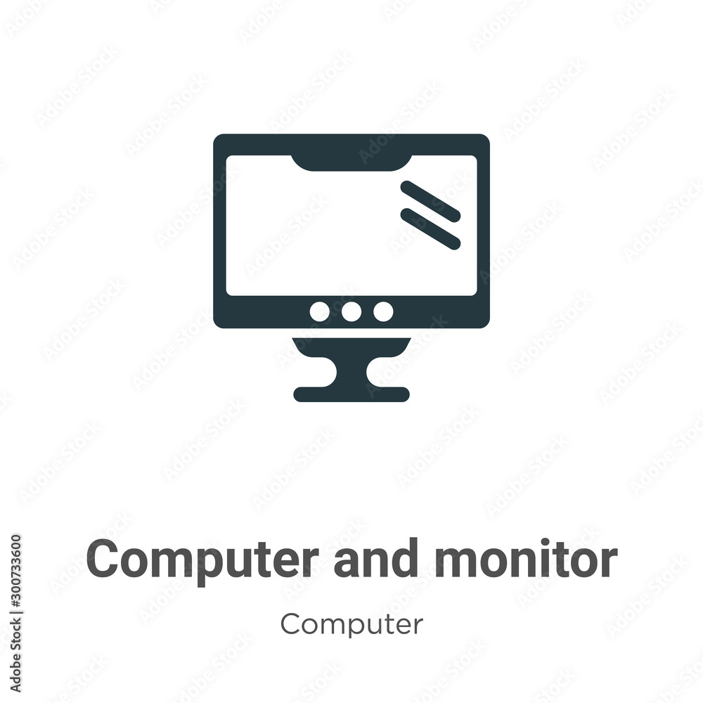 Poster computer and monitor vector icon on white background. flat vector computer and monitor icon symbol s