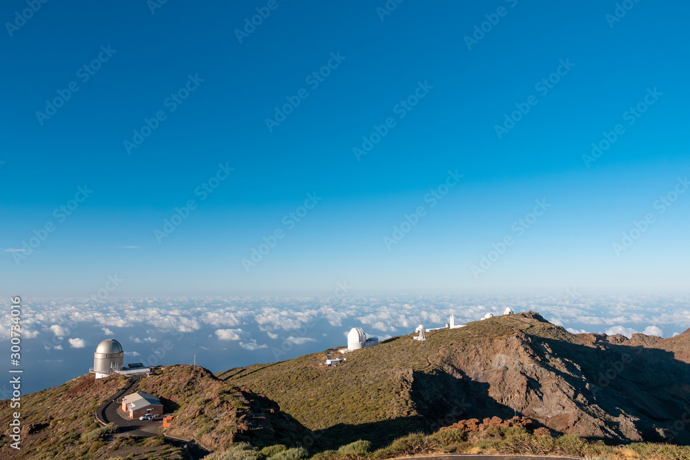 Wall mural view of observatories from top of roque de los muchachos, la palma