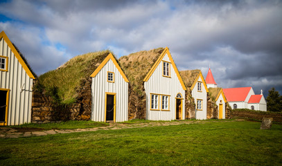 Fototapeta na wymiar Glaumbaer turf farm museum near Varmahlid North Iceland