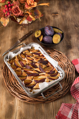 Traditional homemade cake with fruit.