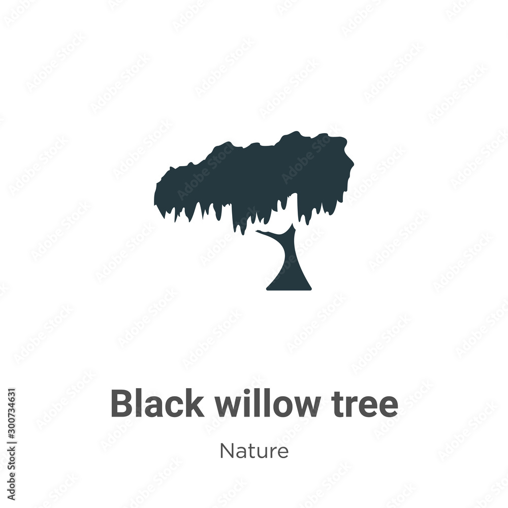 Poster black willow tree vector icon on white background. flat vector black willow tree icon symbol sign fr