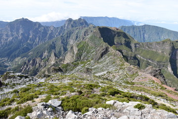 Hiking trail from Pico Arieiro to Pico Ruivo in Madeira, Portugal