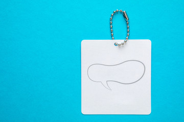 white blank card on blue background