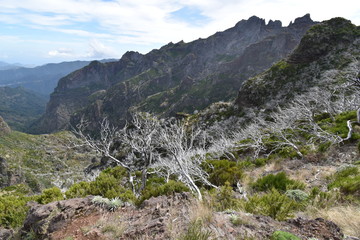 Hiking trail from Pico Arieiro to Pico Ruivo in Madeira, Portugal