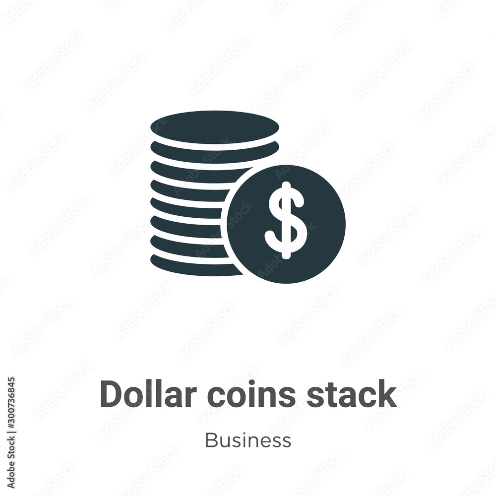 Poster dollar coins stack vector icon on white background. flat vector dollar coins stack icon symbol sign 