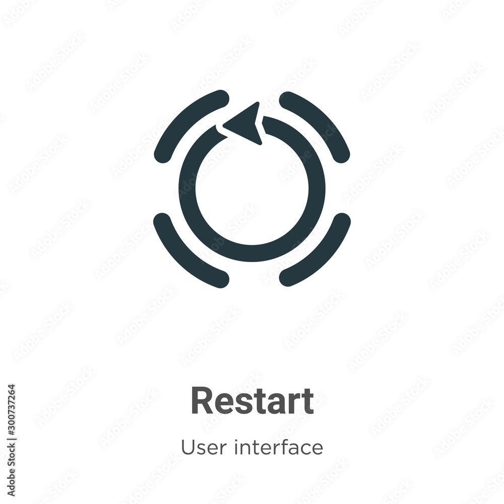 Poster restart vector icon on white background. flat vector restart icon symbol sign from modern user inter