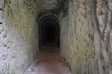 A tunnel at the hiking trail from Pico Arieiro to Pico Ruivo in Madeira, Portugal