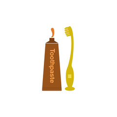Brush and Toothpaste Icon. Flat style vector EPS.