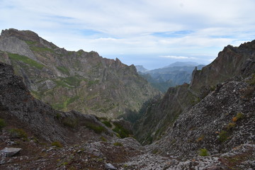 Hiking trail from Pico Arieiro to Pico Ruivo in Madeira, Portugal