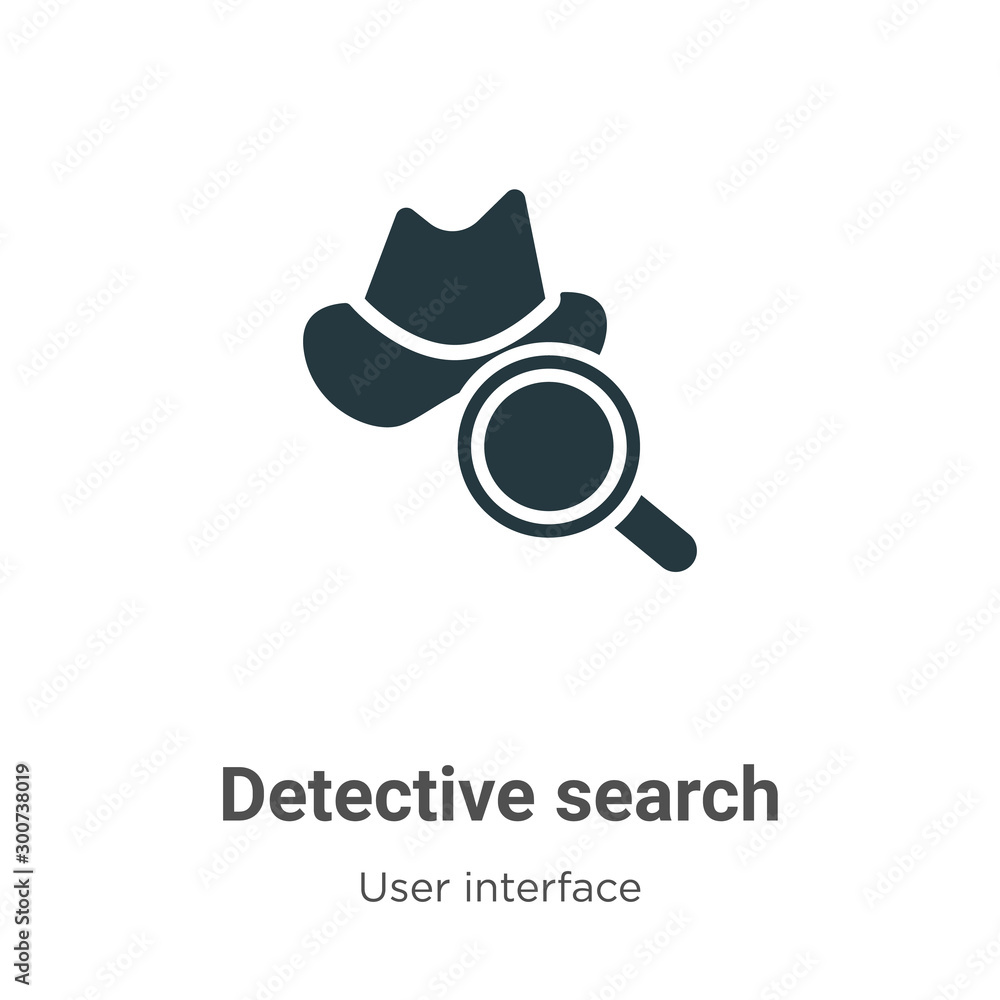 Poster detective search vector icon on white background. flat vector detective search icon symbol sign from