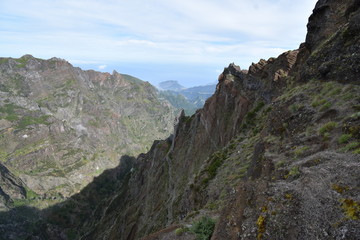 Hiking trail from Pico Arieiro to Pico Ruivo in Madeira, Portugal