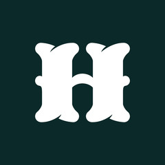 H letter logo made of bones.