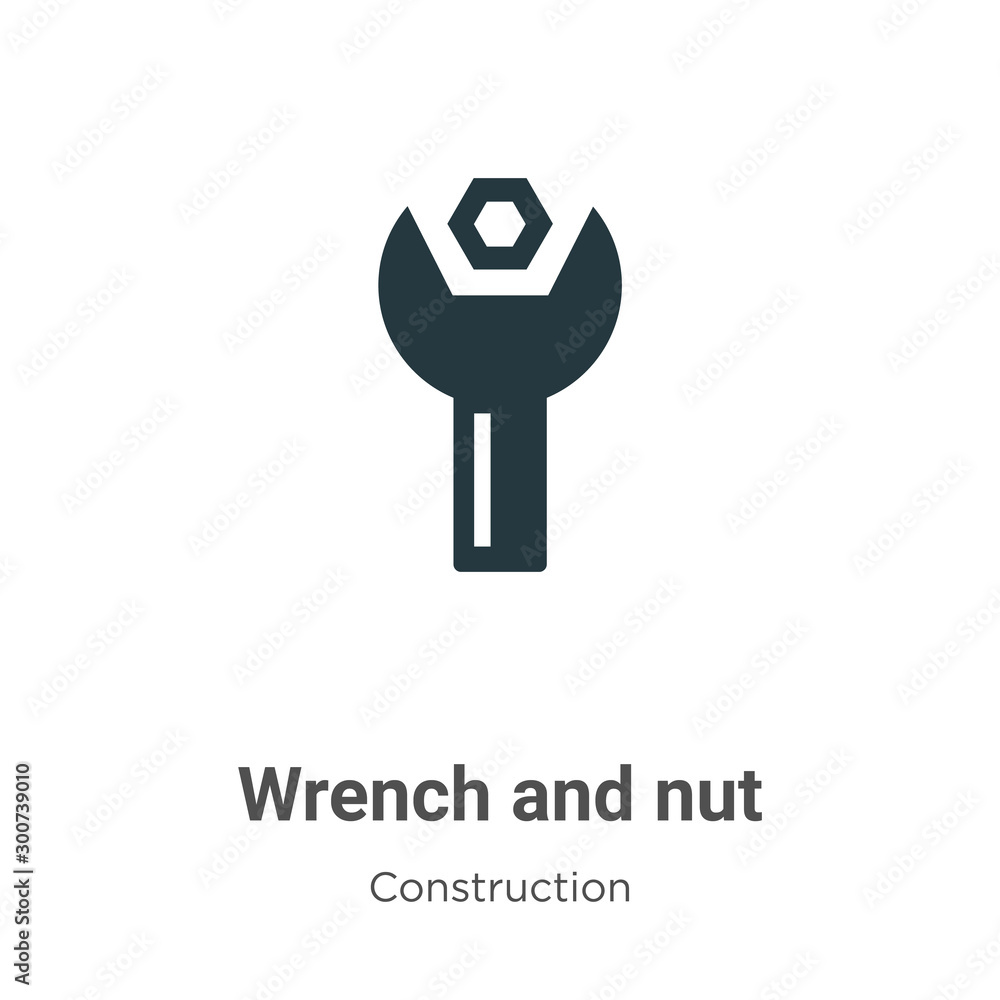 Poster wrench and nut vector icon on white background. flat vector wrench and nut icon symbol sign from mod