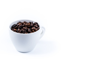 Cup with coffee bean on white