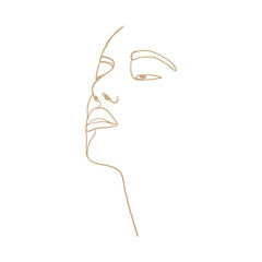 Continuous line, drawing of beauty woman face, fashion concept, woman beauty minimalist, vector illustration for t-shirt, slogan design print graphics style. One line fashion illustration