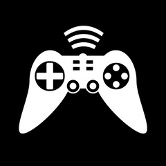 Game console icon on black.