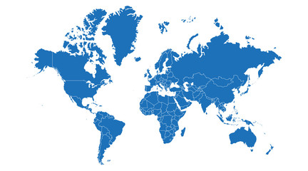 Fototapeta na wymiar World map vector illustration on white background.
