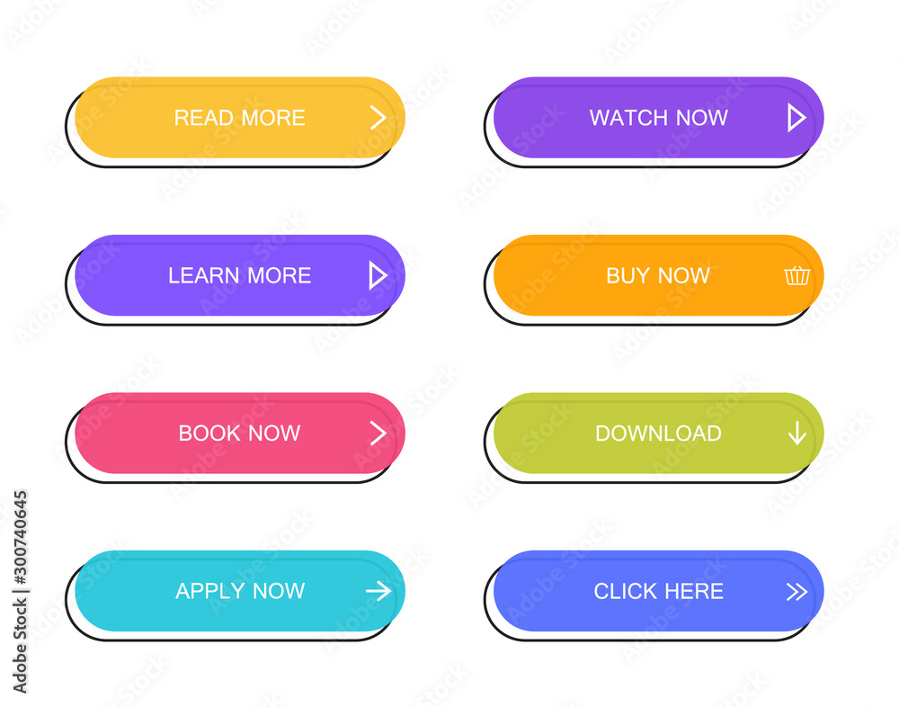 Aufkleber set of modern material style buttons for website, mobile app and infographic . different colorful co