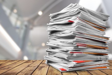 File folders with documents on white table