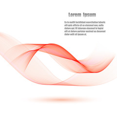 Abstract red waves background - Design Template. Bright red background with curved lines.