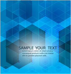 Vector Abstract geometric background. Blue hexagon shape