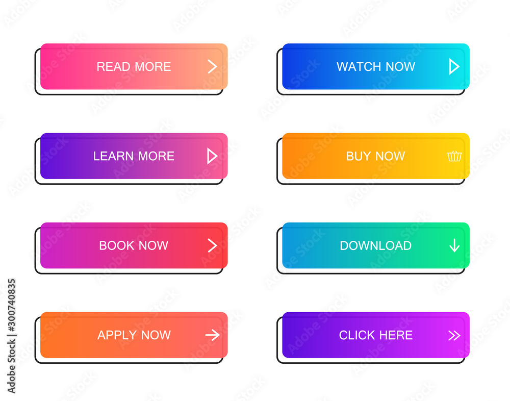 Poster set of modern material style buttons for website, mobile app and infographic . different gradient co