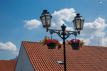 Fototapeta na wymiar lantern on the background of blue sky
