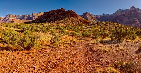 View of Horseshoe Ridge on Horseshoe Mesa from its north side in Grand Canyon. The haze on the...