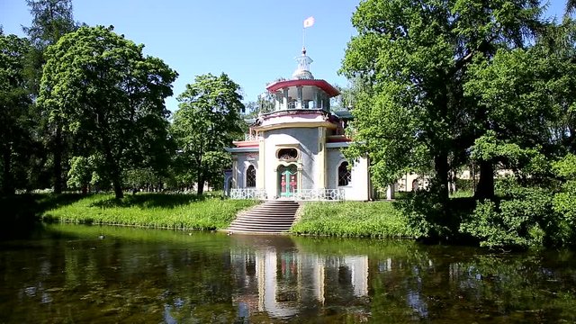Chinese (creaking) pavilion in the Catherine Park in Tsarskoye Selo. Pushkin, Saint Petersburg, Russia