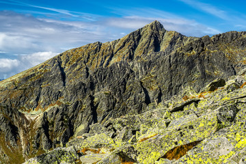 Autumn view of sunny mountains in High Tatras