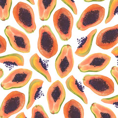 Papaya pattern on a white background