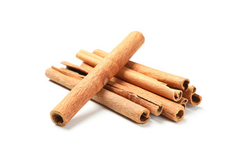 Cinnamon sticks isolated on white background. Sweet spice