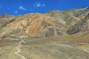 Colorful mountain views near Lamayuru monastery, Ladakh, India