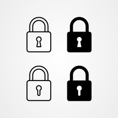 Set of padlock or lock icon vector. Safe and security symbol.